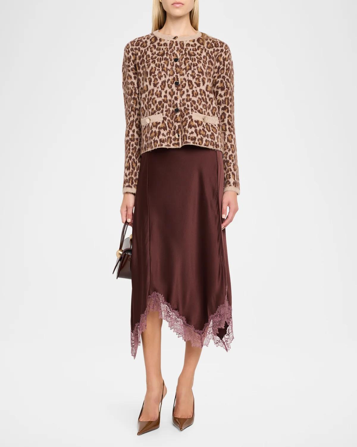 Char Leopard Shrunken Cashmere Cardigan - thumbnail 2