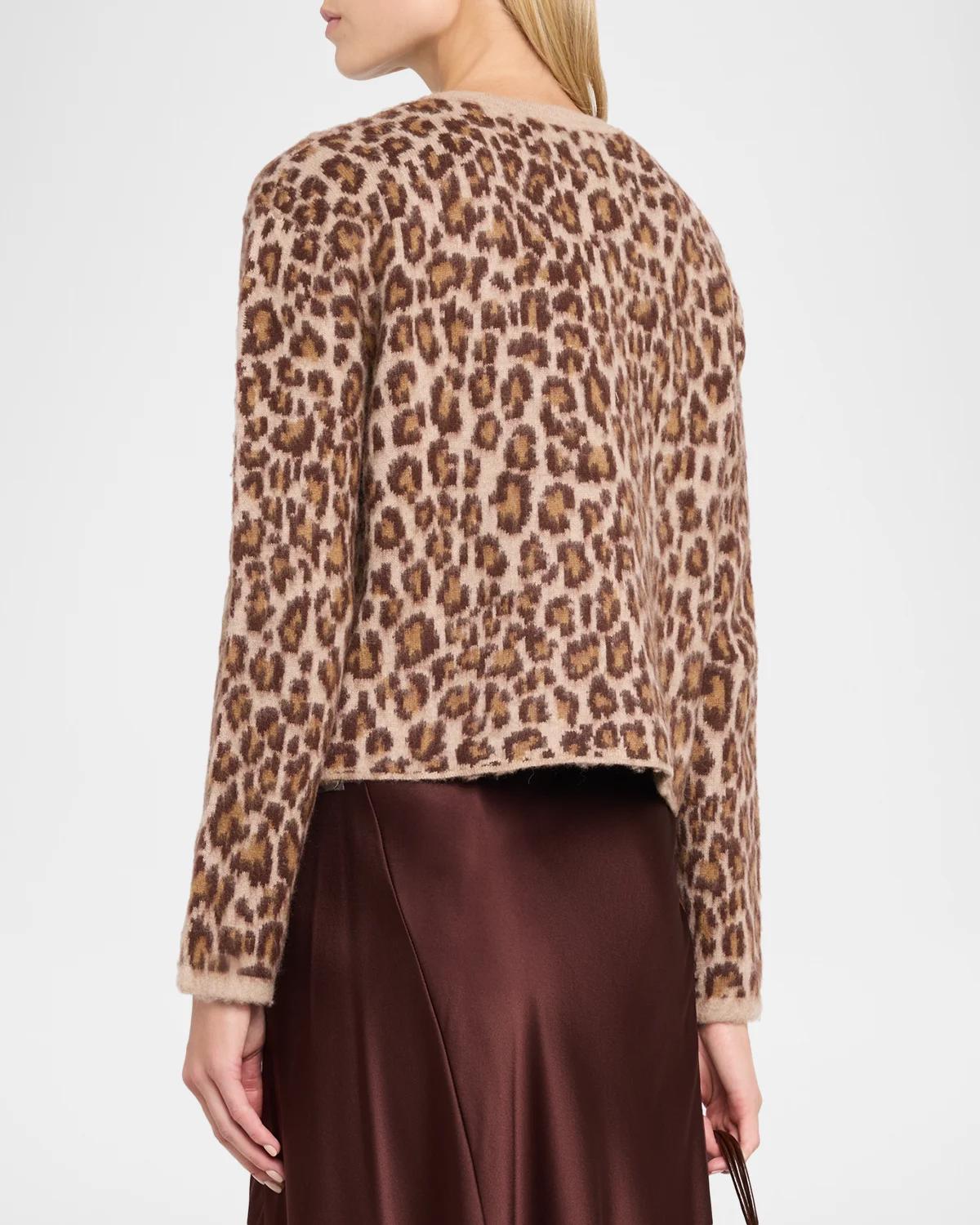 Char Leopard Shrunken Cashmere Cardigan - thumbnail 3