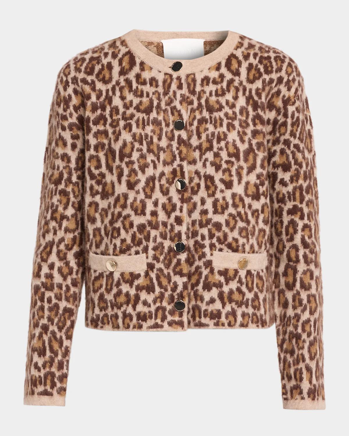 Char Leopard Shrunken Cashmere Cardigan