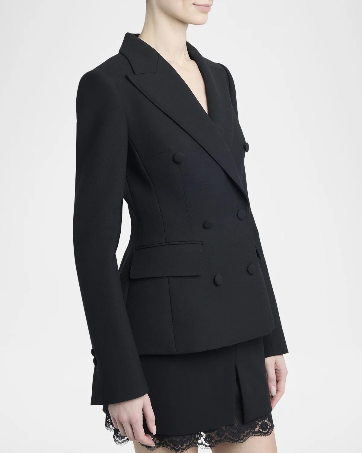 Double Crepe Slim Double-Breasted Jacket - thumbnail 4