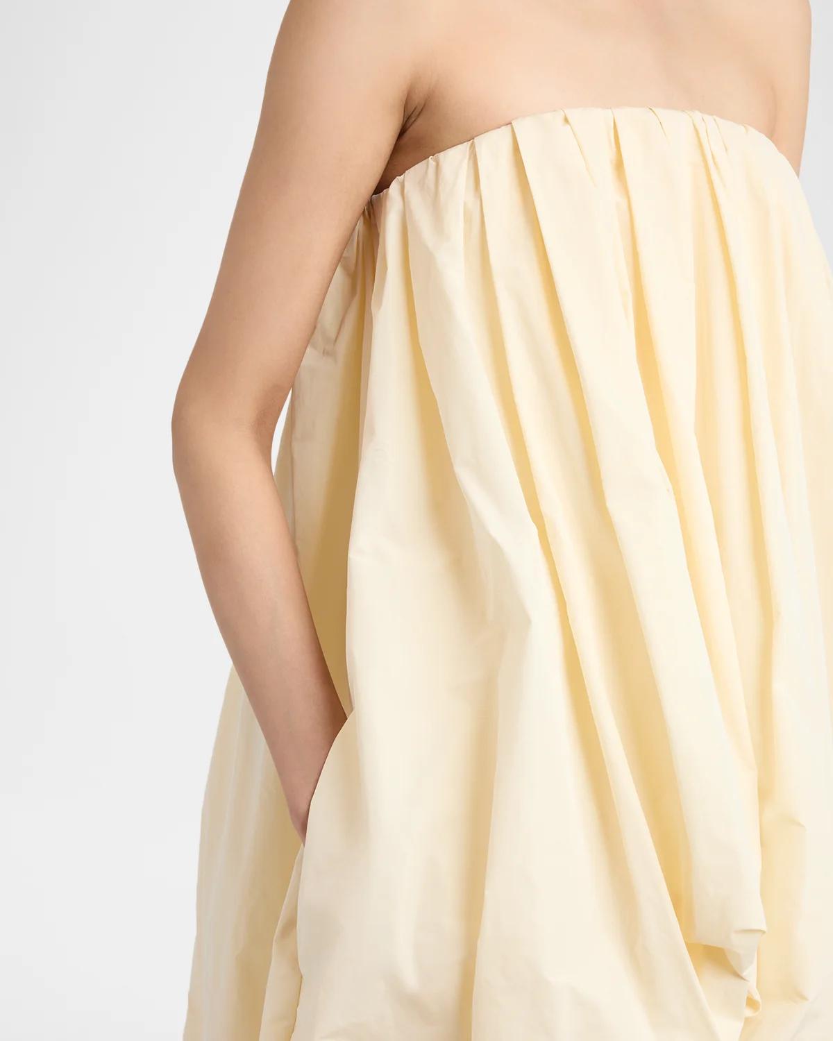Strapless Asymmetric Draped Balloon Midi Dress - thumbnail 5