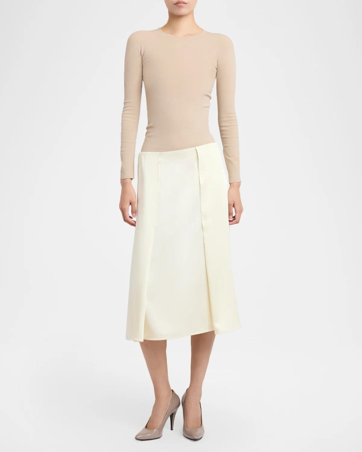Side Paneled Wool Sable Midi Skirt - thumbnail 2