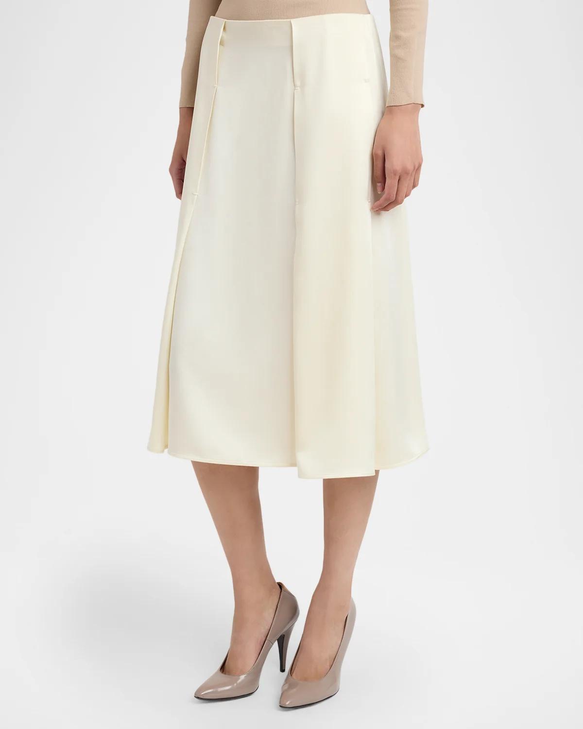 Side Paneled Wool Sable Midi Skirt - thumbnail 4