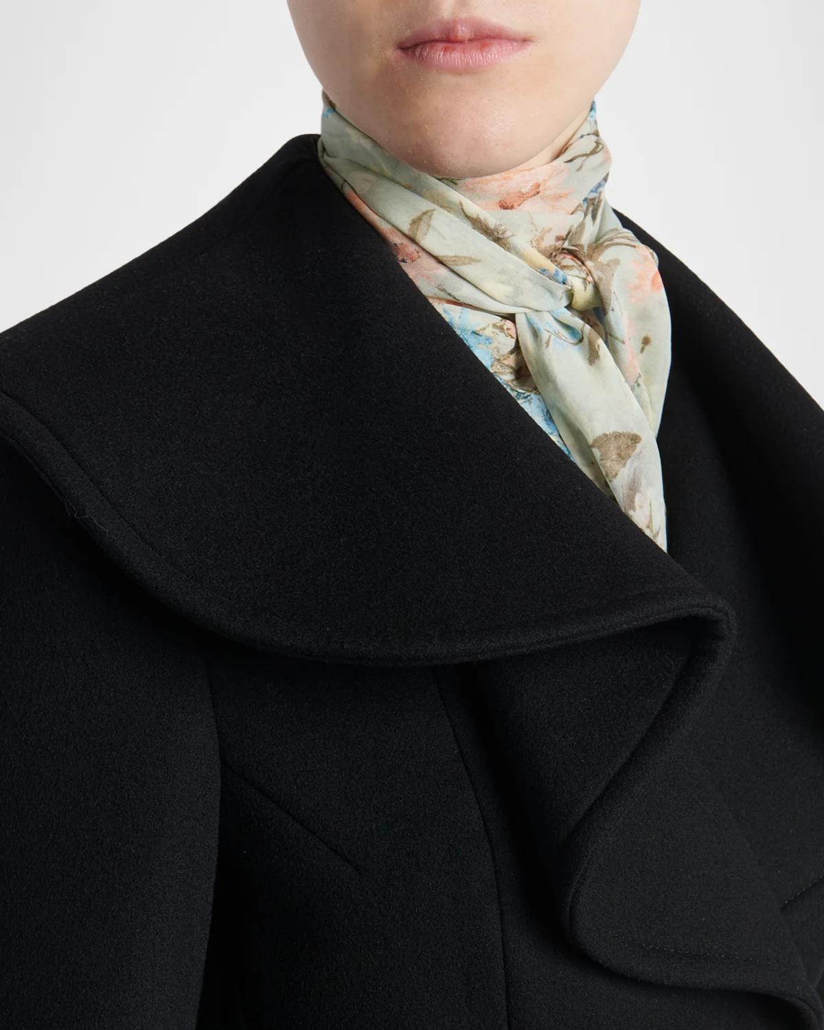 Ruffle Wool Fitted Double-Breasted Coat - thumbnail 6