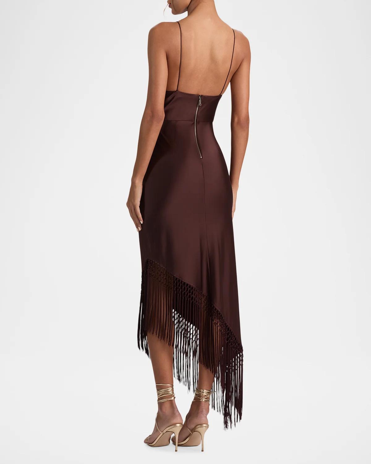 Harmony Drapey Slip Fringe Midi Dress - thumbnail 3
