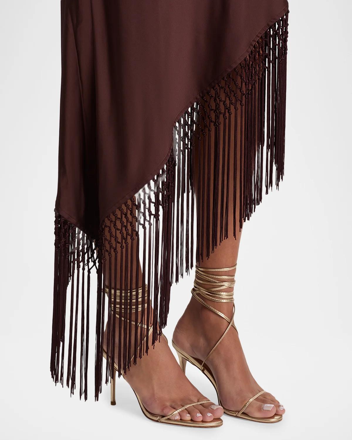 Harmony Drapey Slip Fringe Midi Dress - thumbnail 6