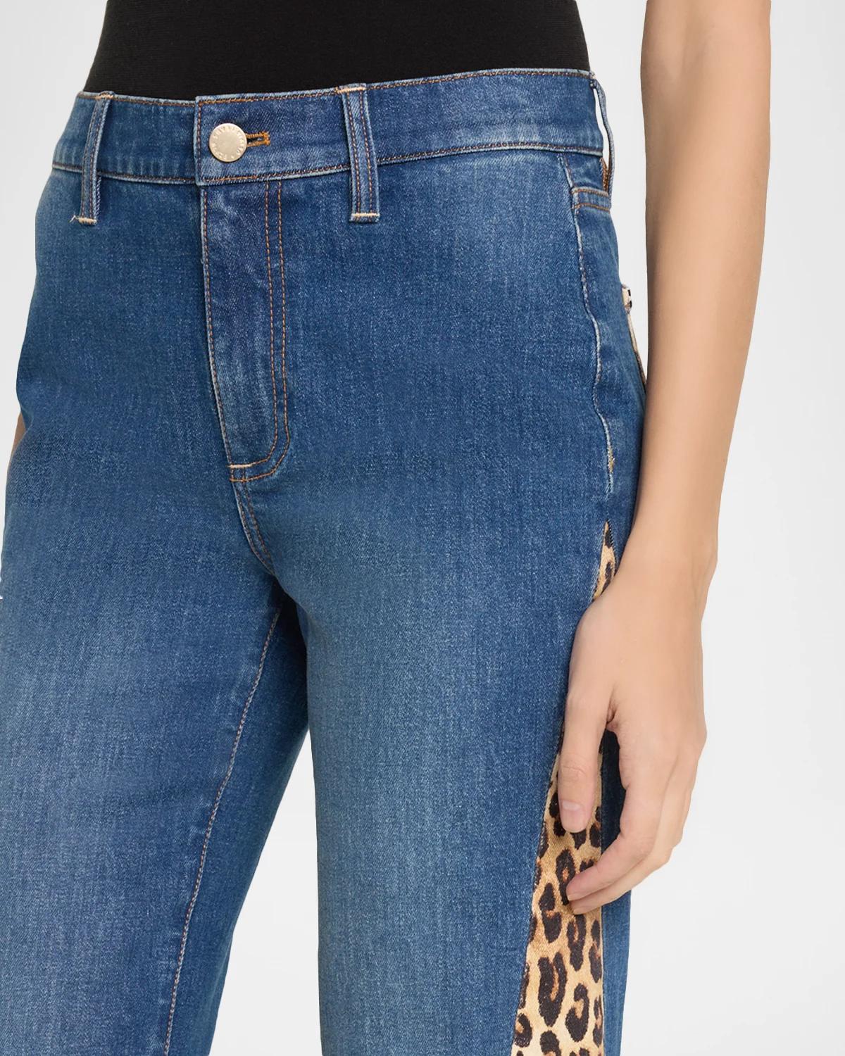 Leopard Godet Wide-Leg Jeans - thumbnail 5