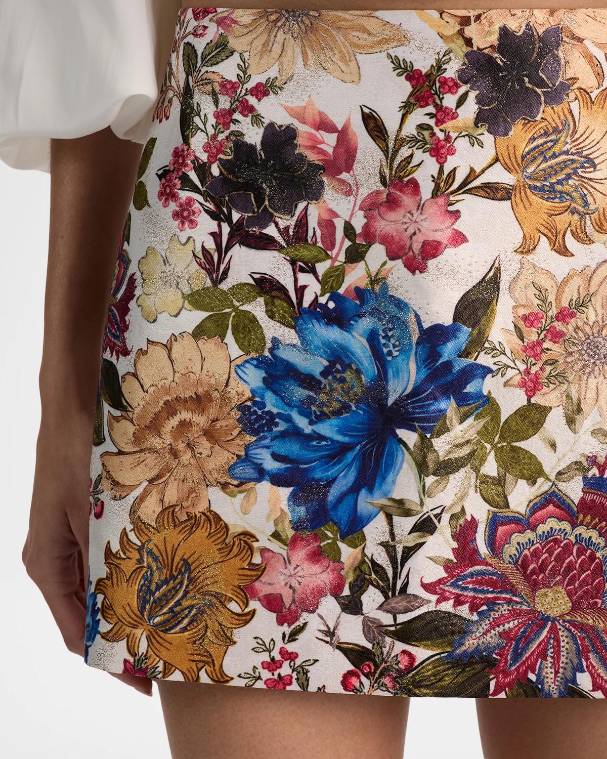 Rubi Floral Jacquard Mini Skirt - thumbnail 6