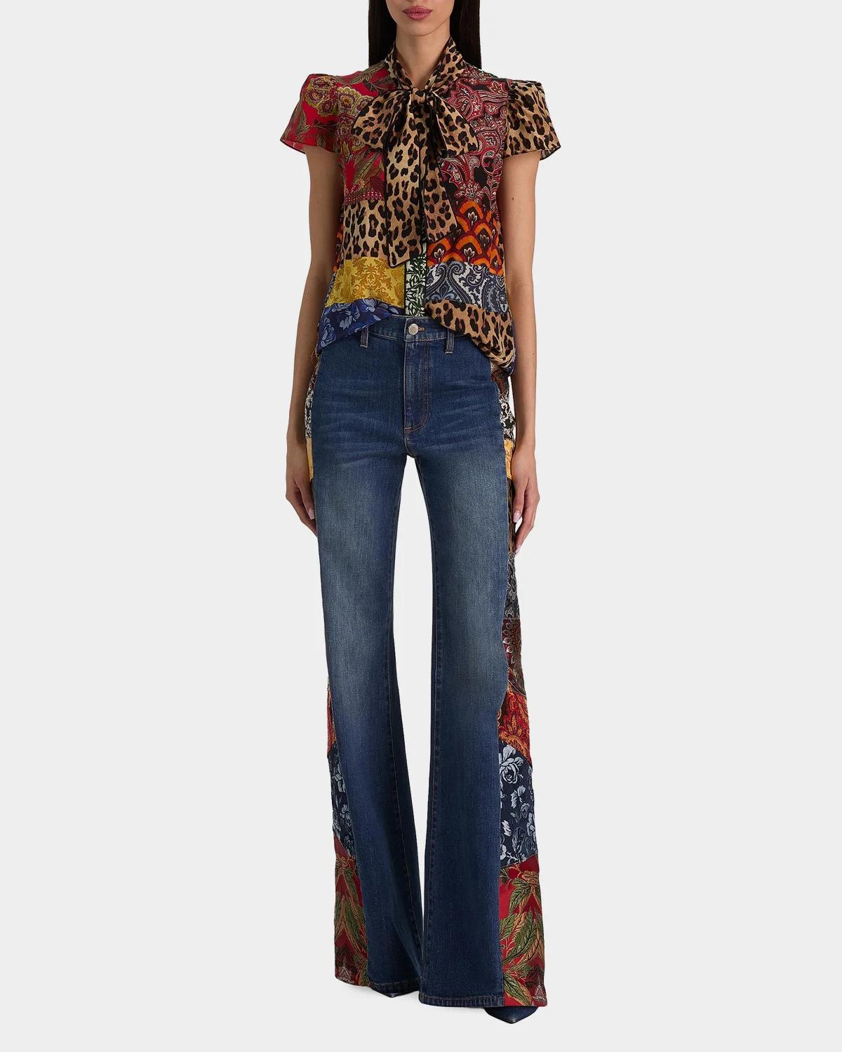 Jeannie Printed Silk Pussy-Bow Shirt - thumbnail 2