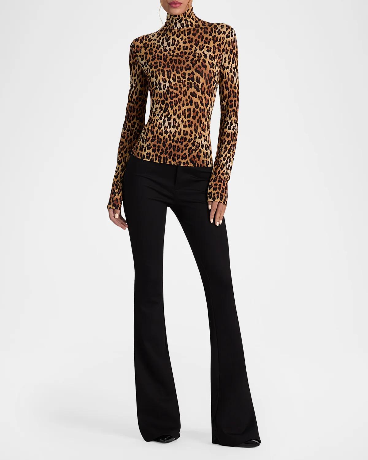 Delaina Leopard-Print Turtleneck Top - thumbnail 2