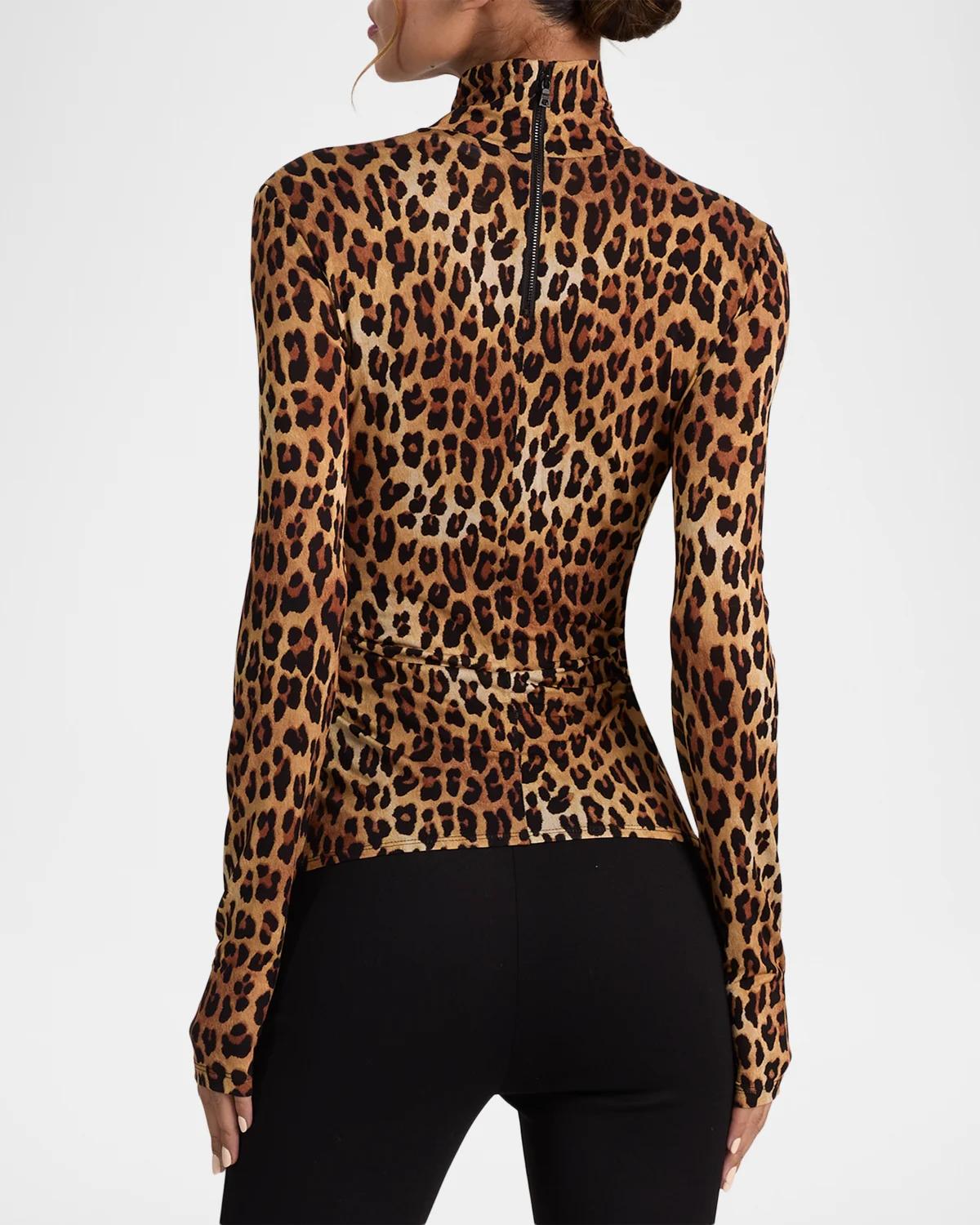 Delaina Leopard-Print Turtleneck Top - thumbnail 3