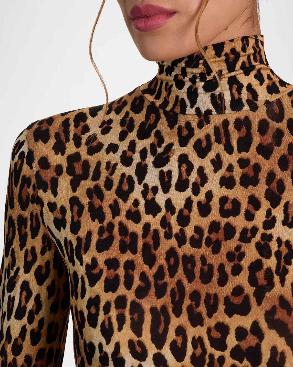 Delaina Leopard-Print Turtleneck Top - thumbnail 6