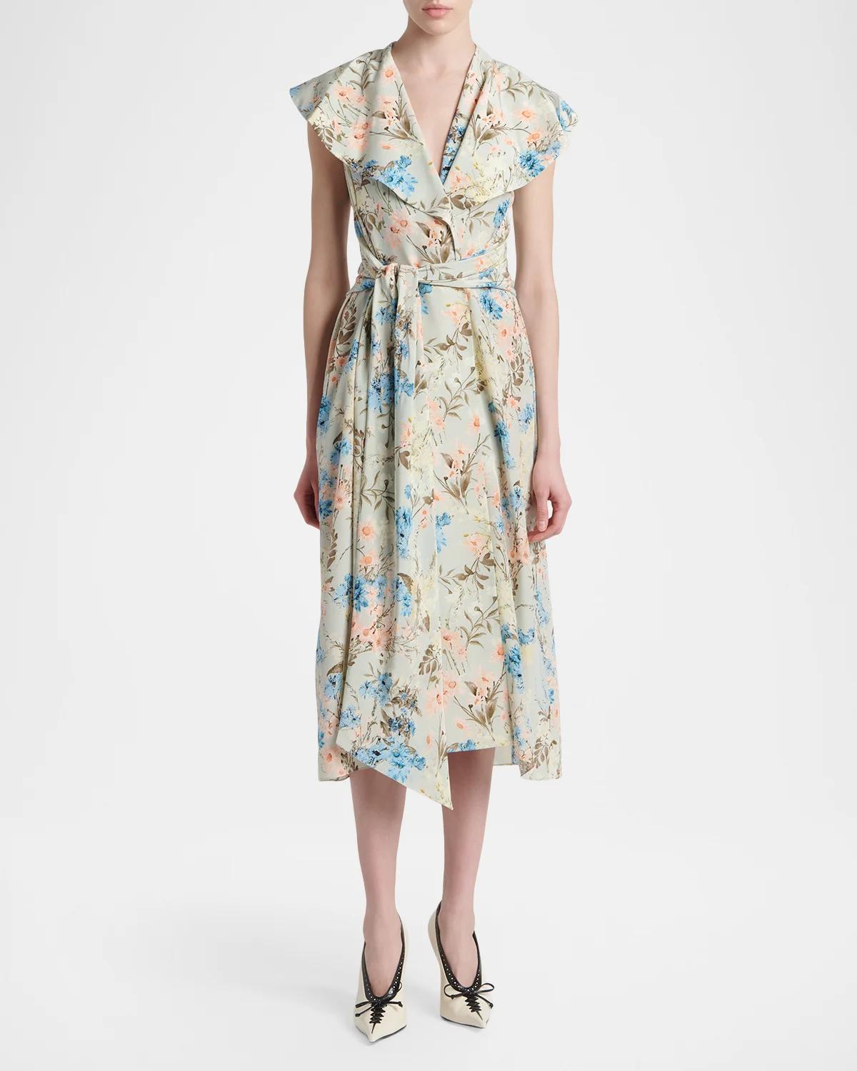 Floral Silk Midi Dress - thumbnail 2