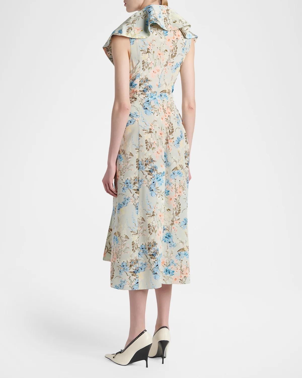 Floral Silk Midi Dress - thumbnail 3