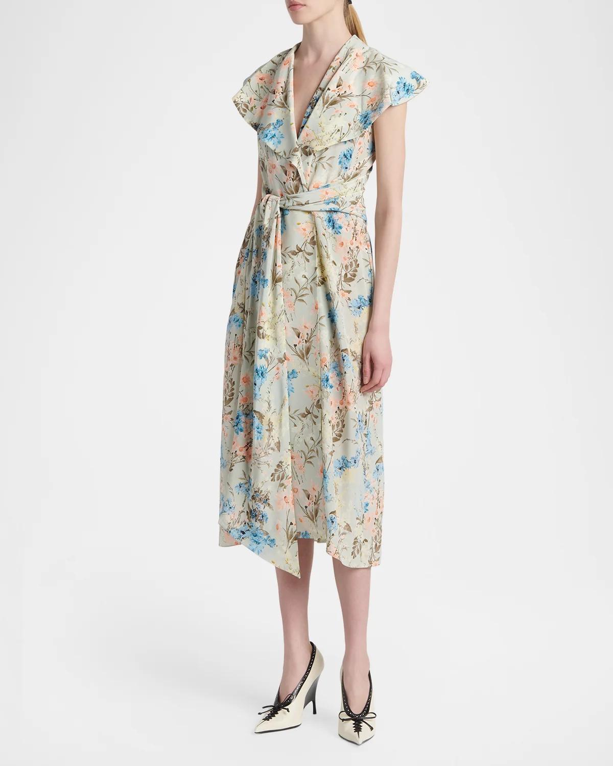 Floral Silk Midi Dress - thumbnail 4