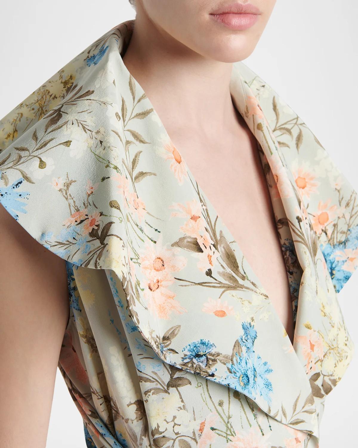 Floral Silk Midi Dress - thumbnail 5