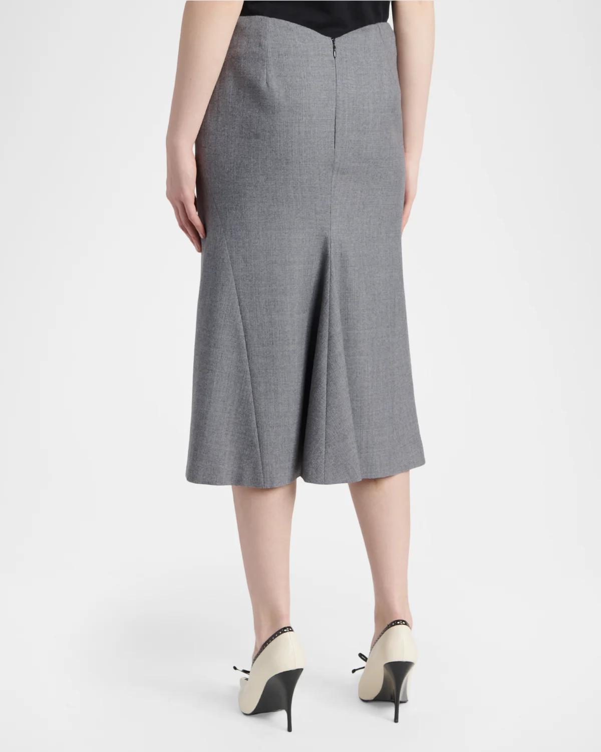 Godet-Pleat Wool Midi Skirt - thumbnail 2