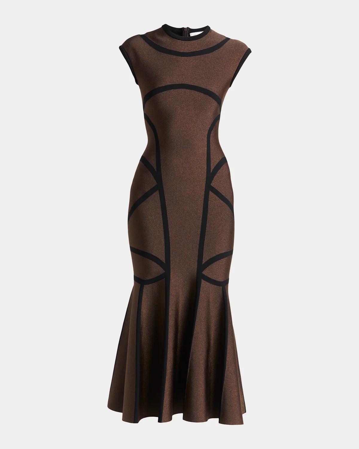 Geometric Trumpet Midi Dress