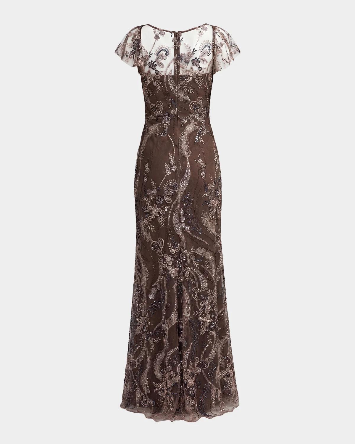 Embroidered Sequined Gown - thumbnail 4