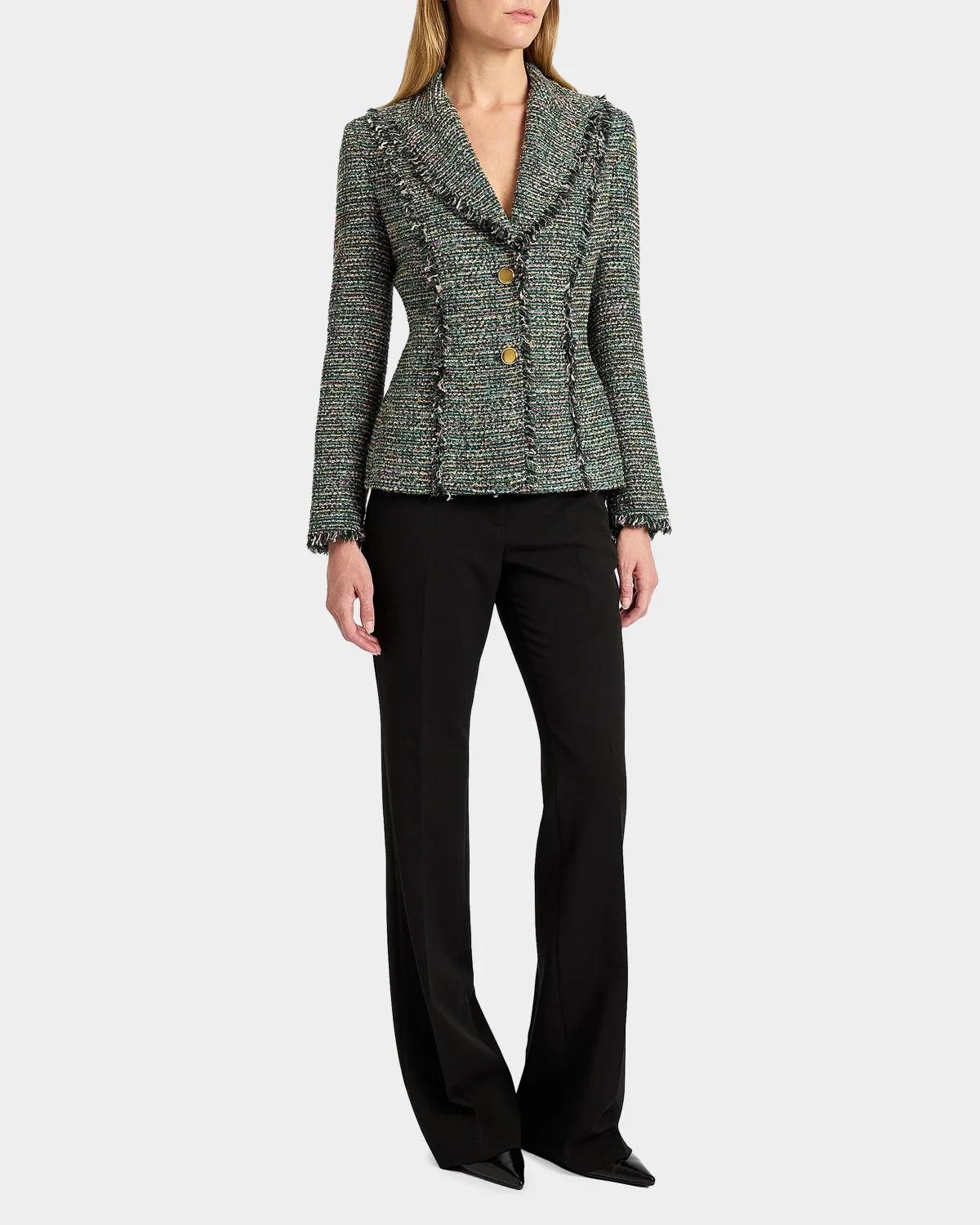 Fringed Single-Breasted Tweed Jacket - thumbnail 3