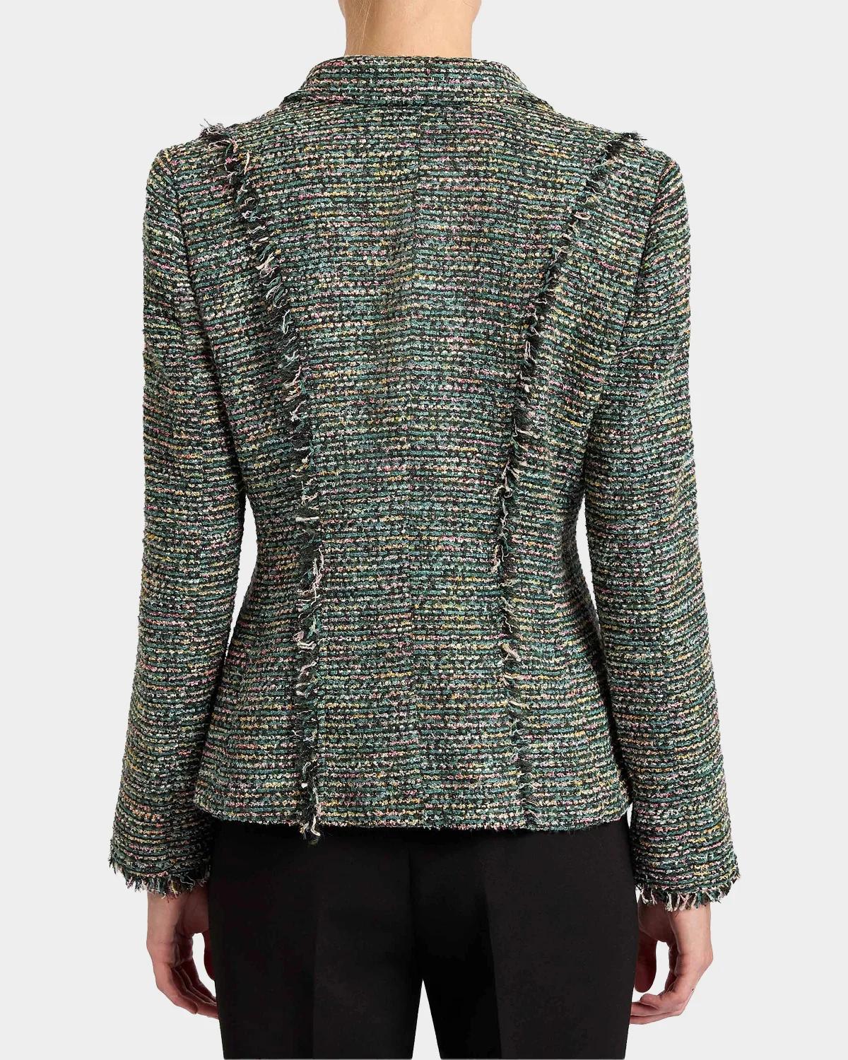 Fringed Single-Breasted Tweed Jacket - thumbnail 4