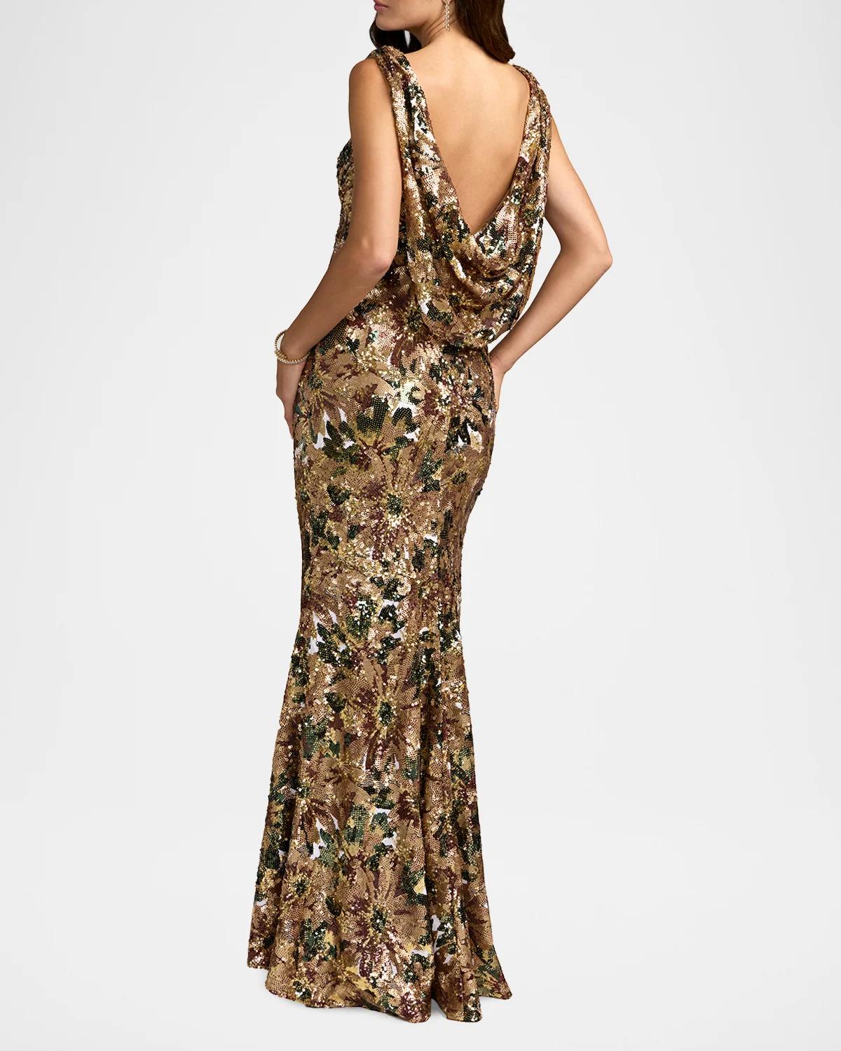 Sequin Cowl Back Gown - thumbnail 3
