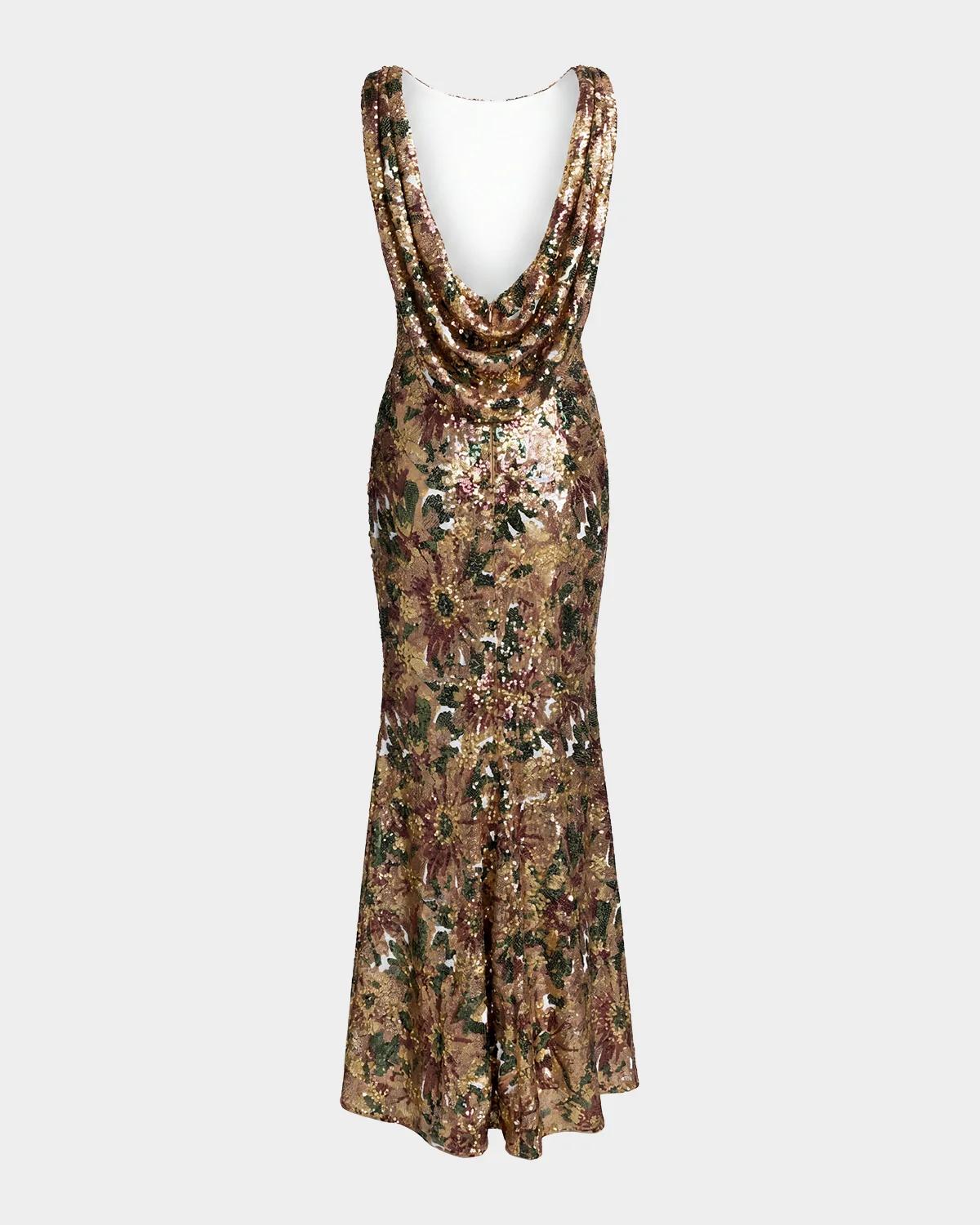 Sequin Cowl Back Gown - thumbnail 4