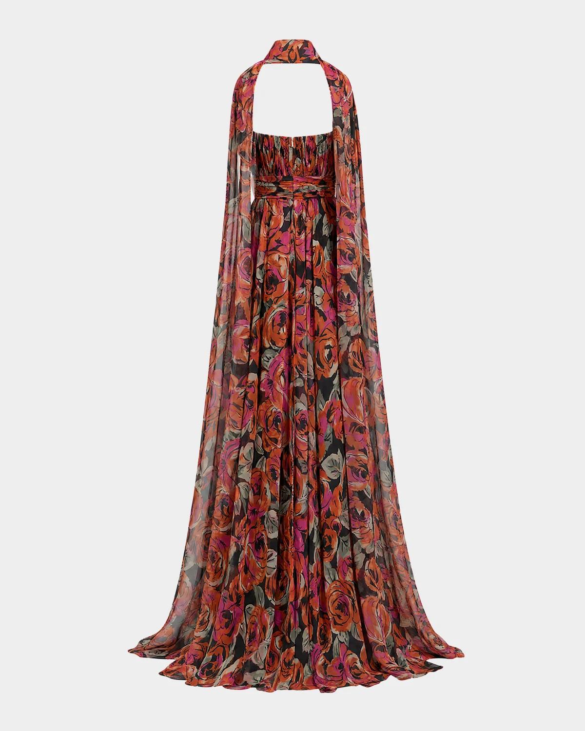Floral Chiffon A-Line Gown - thumbnail 4