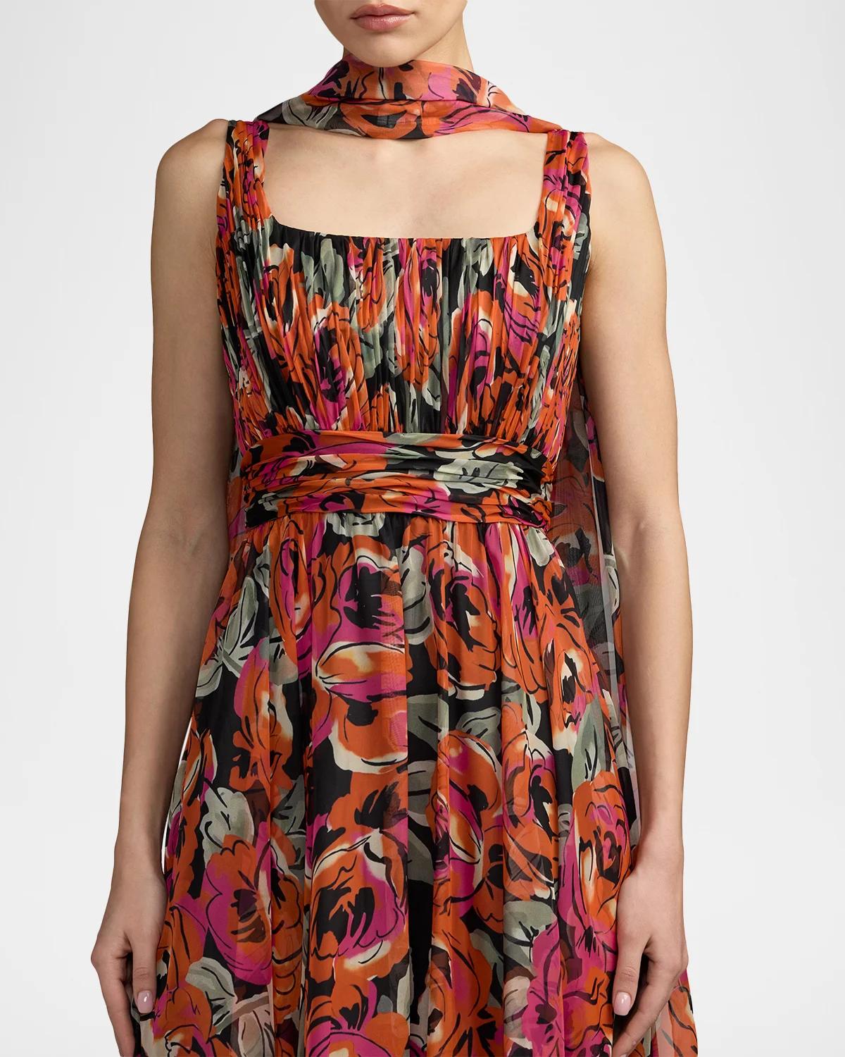Floral Chiffon A-Line Gown - thumbnail 5