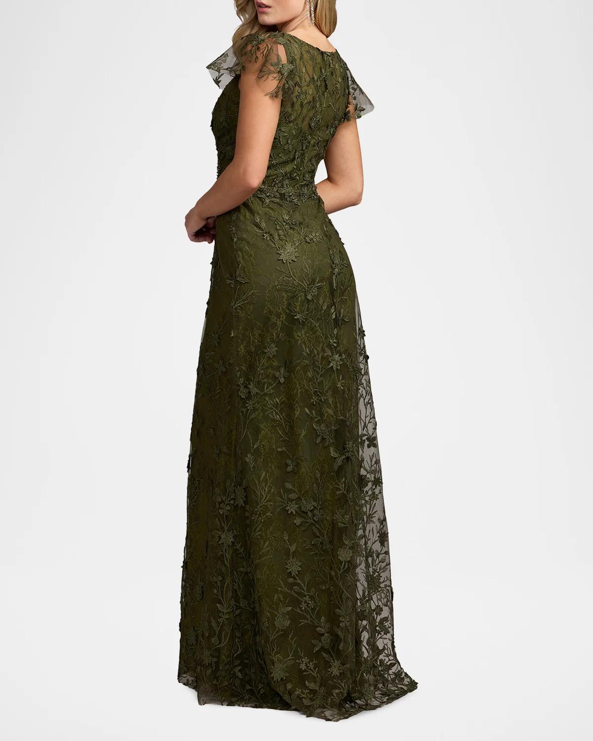 Floral Appliqué Tulle Gown - thumbnail 3