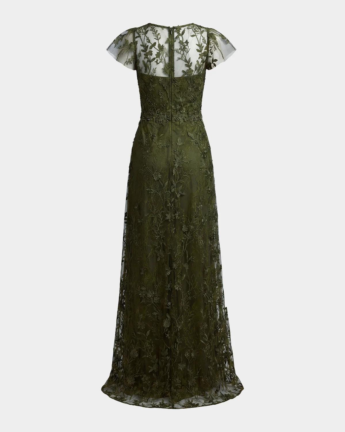 Floral Appliqué Tulle Gown - thumbnail 5