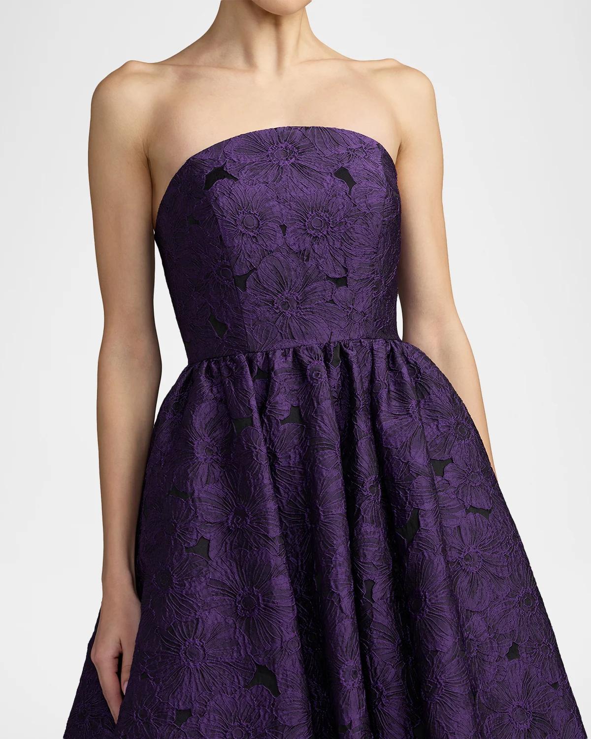 Strapless Floral Brocade Midi Dress - thumbnail 5