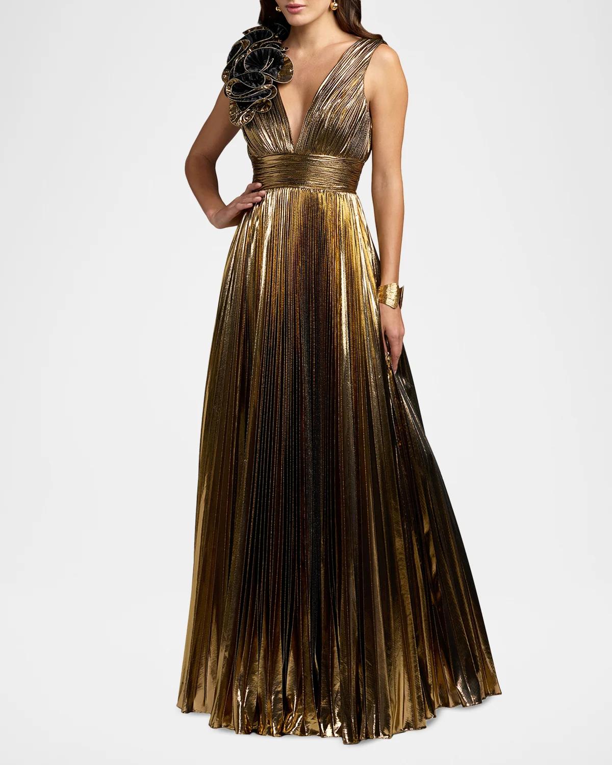 Metallic Pleated Ombré Gown - thumbnail 2