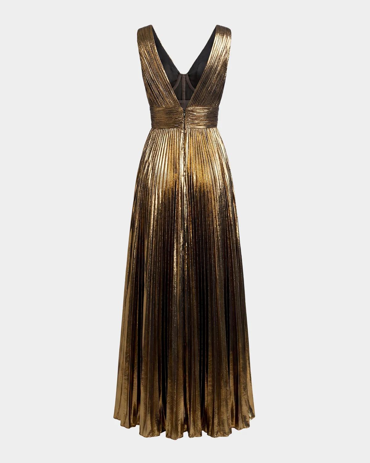 Metallic Pleated Ombré Gown - thumbnail 4