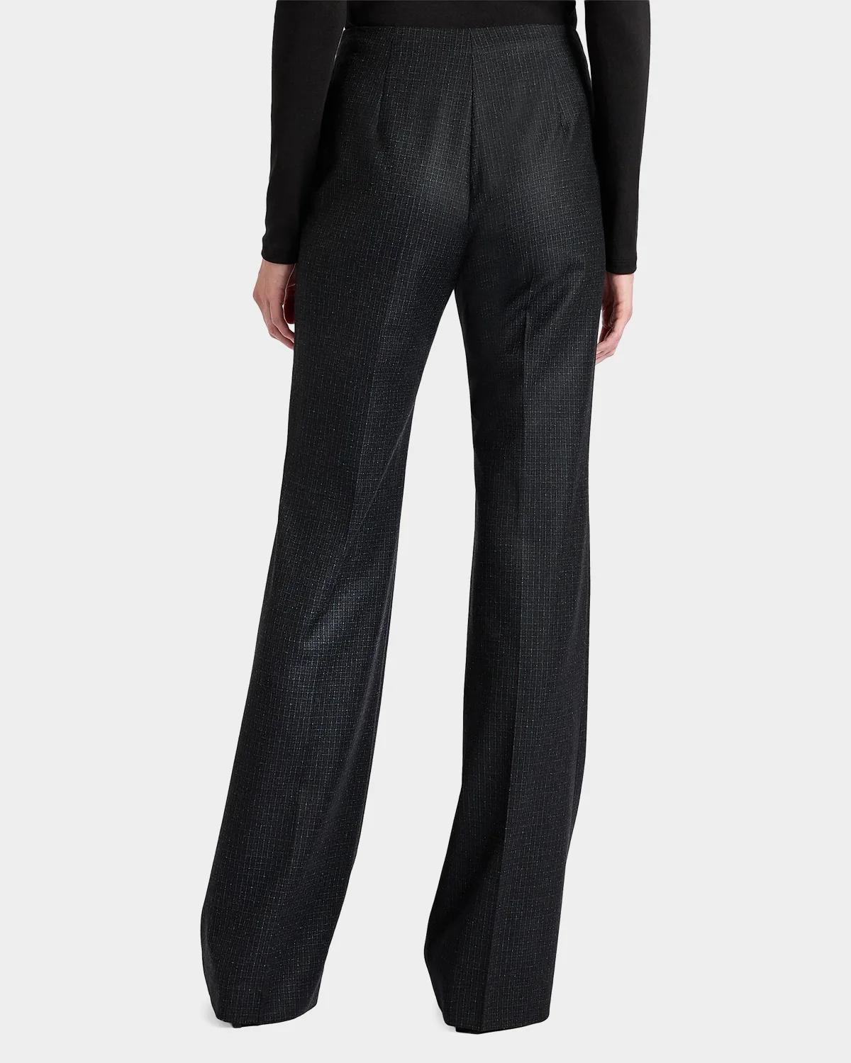 Beth Checked Virgin Wool Flared Pants - thumbnail 3