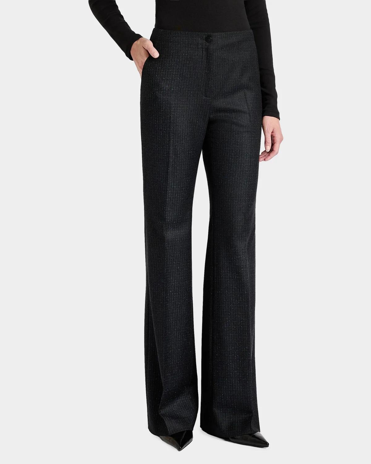 Beth Checked Virgin Wool Flared Pants - thumbnail 4