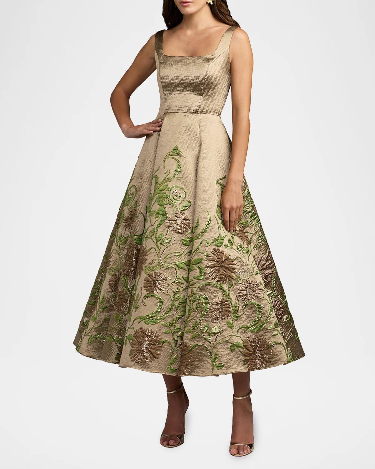 Floral Brocade Midi Dress - thumbnail 2