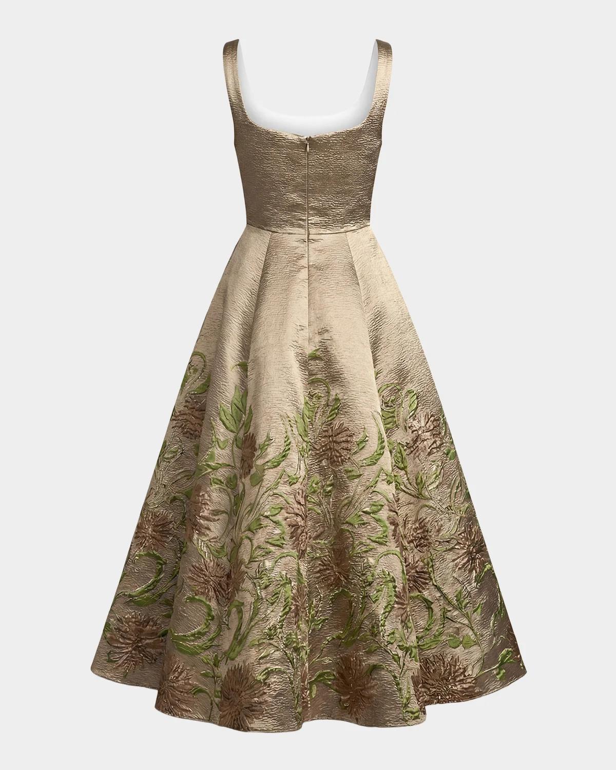 Floral Brocade Midi Dress - thumbnail 4