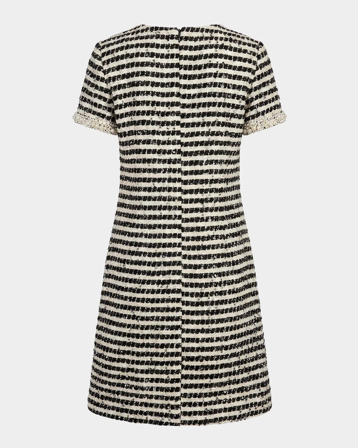 Sequin Striped Boucle Mini Dress - thumbnail 4