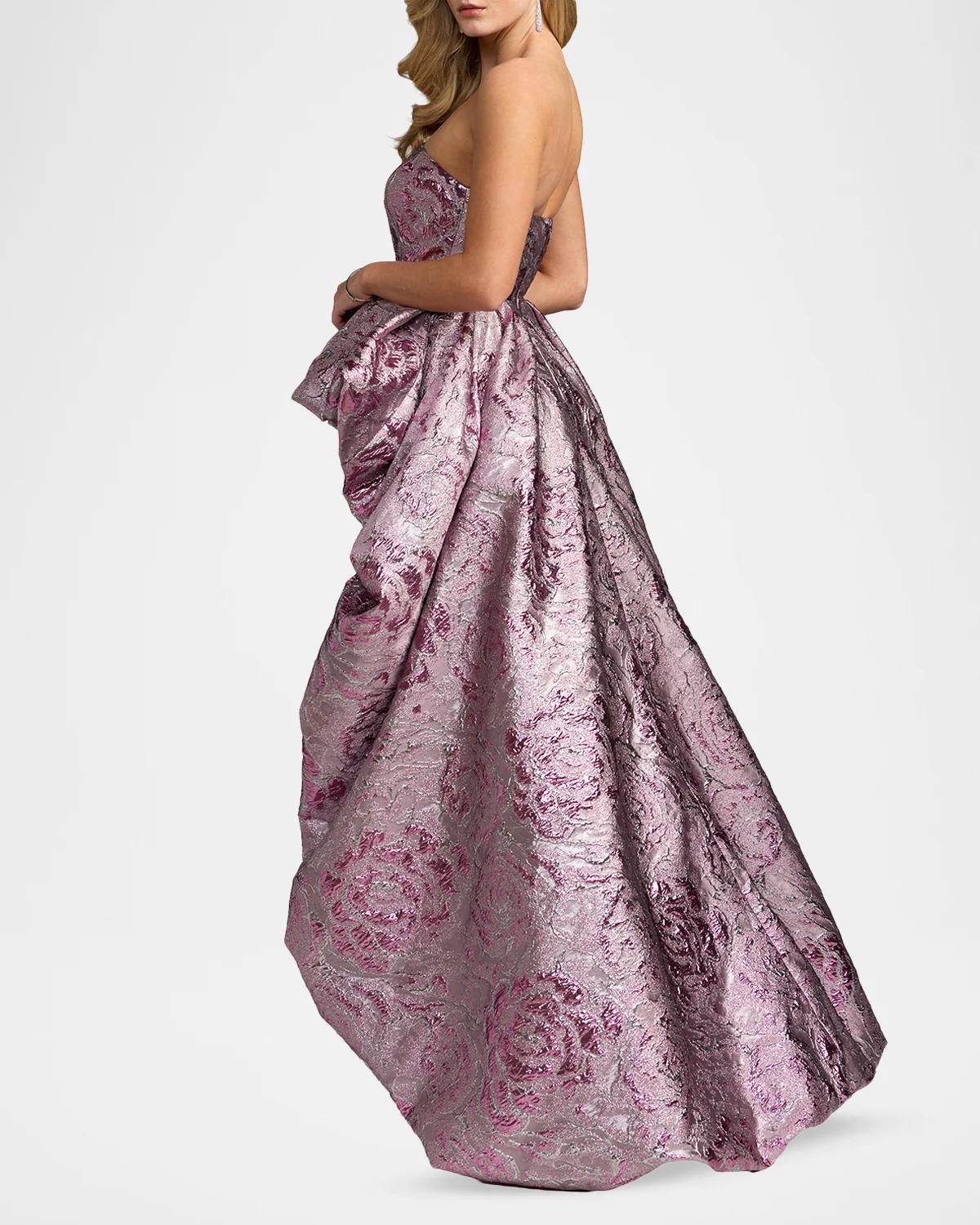 Strapless Draped Brocade Bubble Gown - thumbnail 3