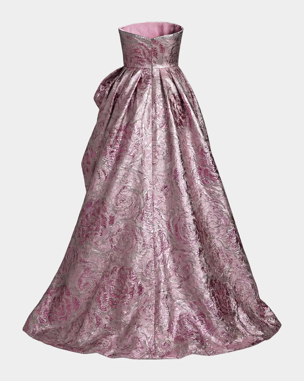 Strapless Draped Brocade Bubble Gown - thumbnail 4