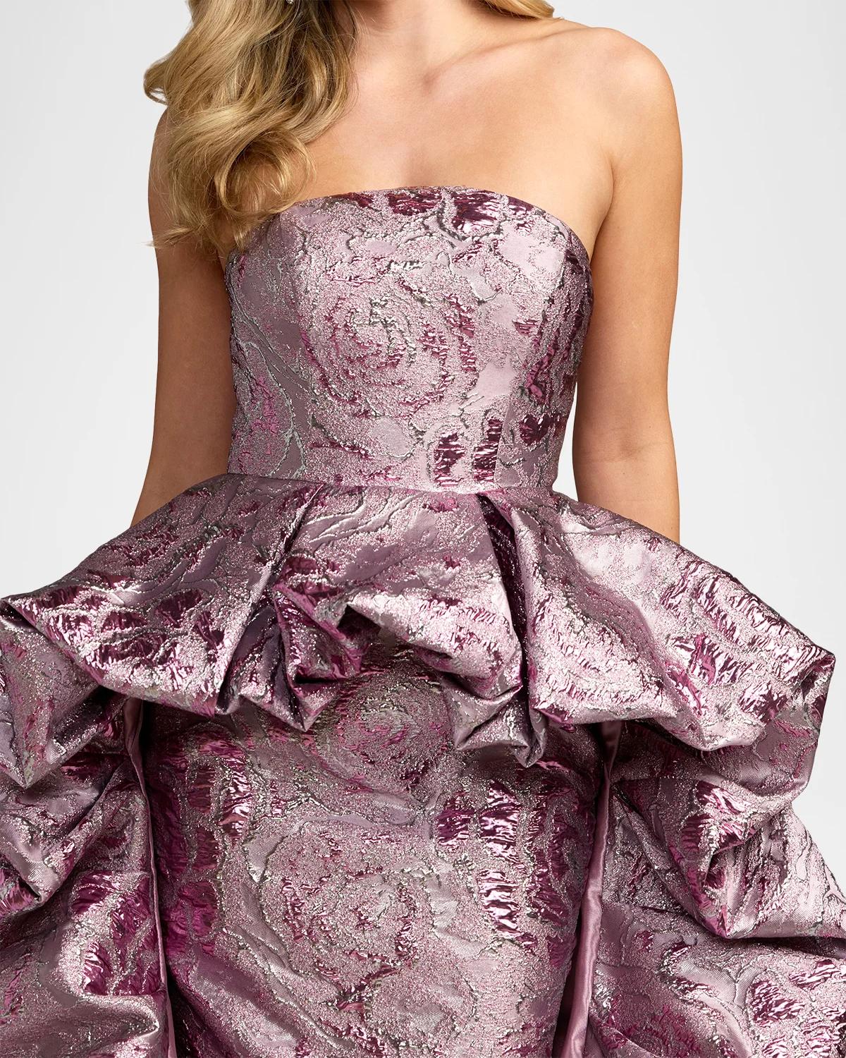 Strapless Draped Brocade Bubble Gown - thumbnail 5