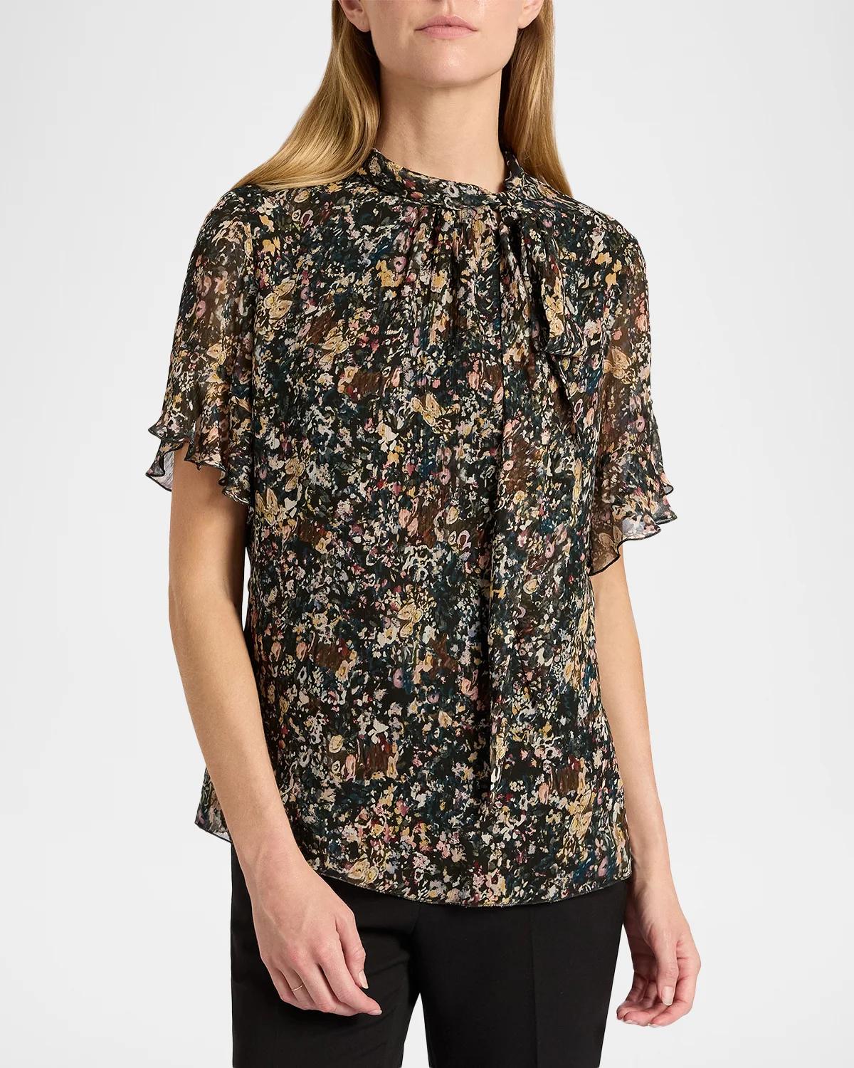 Abstract Tie-Neck Blouse - thumbnail 4
