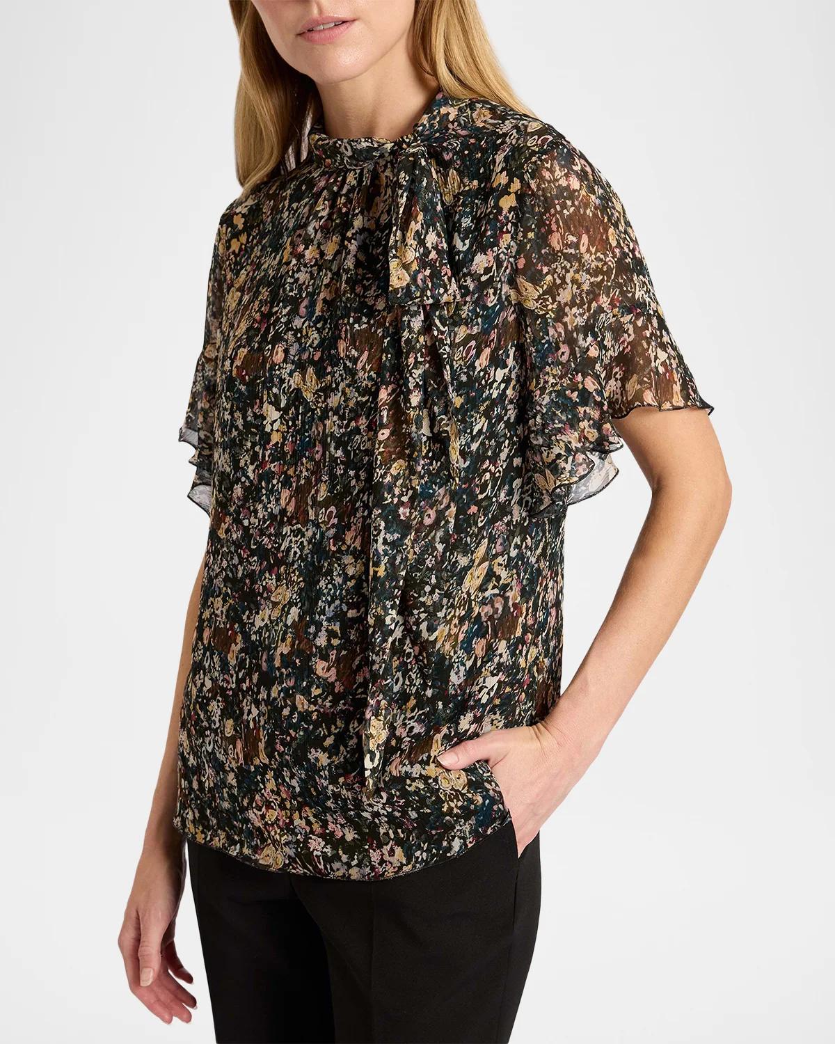 Abstract Tie-Neck Blouse - thumbnail 5
