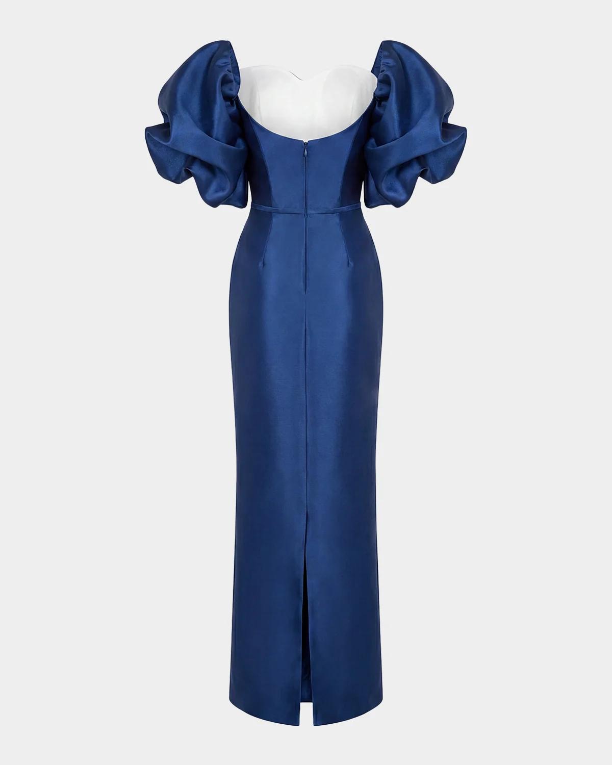 Off-Shoulder Satin Mermaid Gown - thumbnail 4