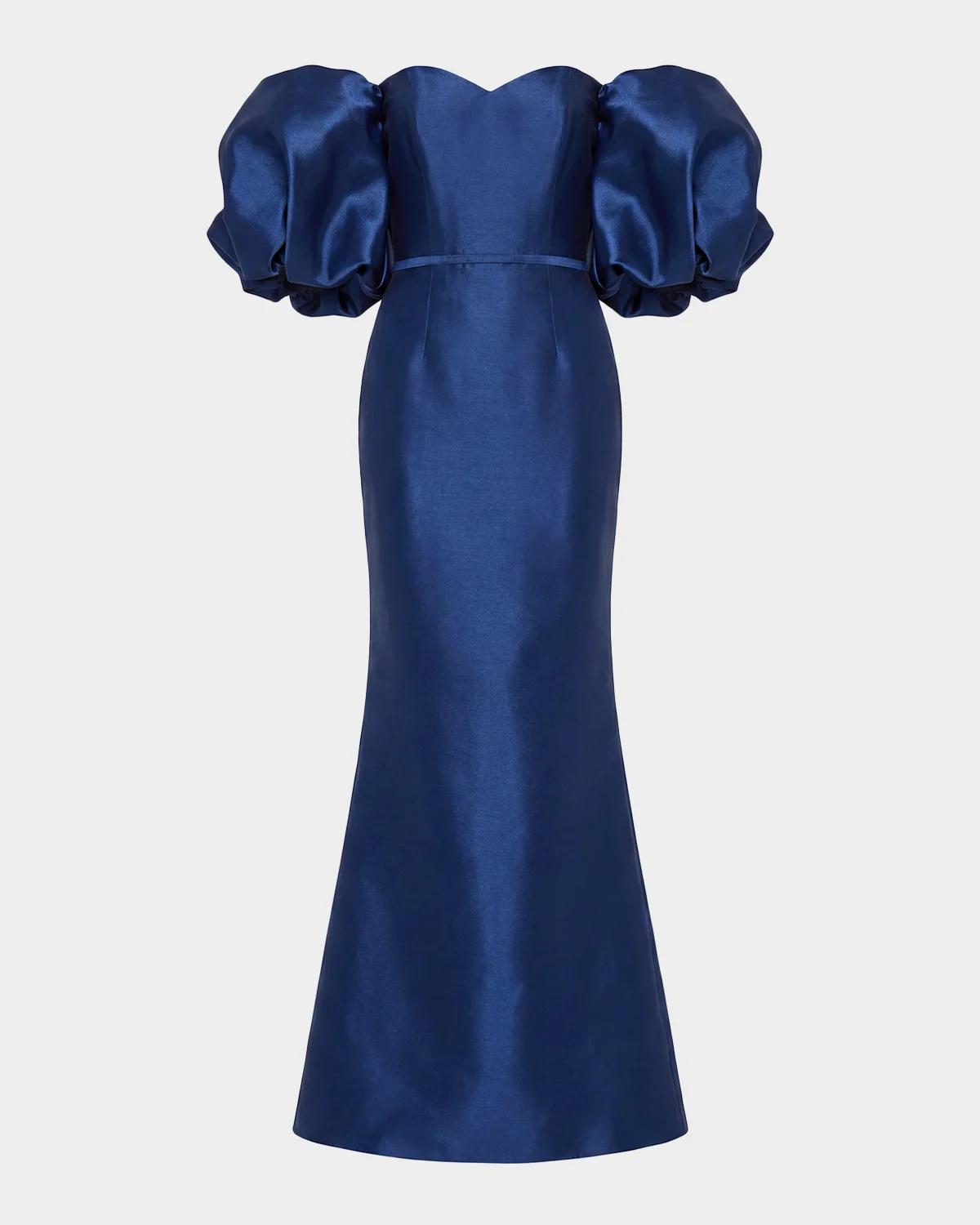 Off-Shoulder Satin Mermaid Gown