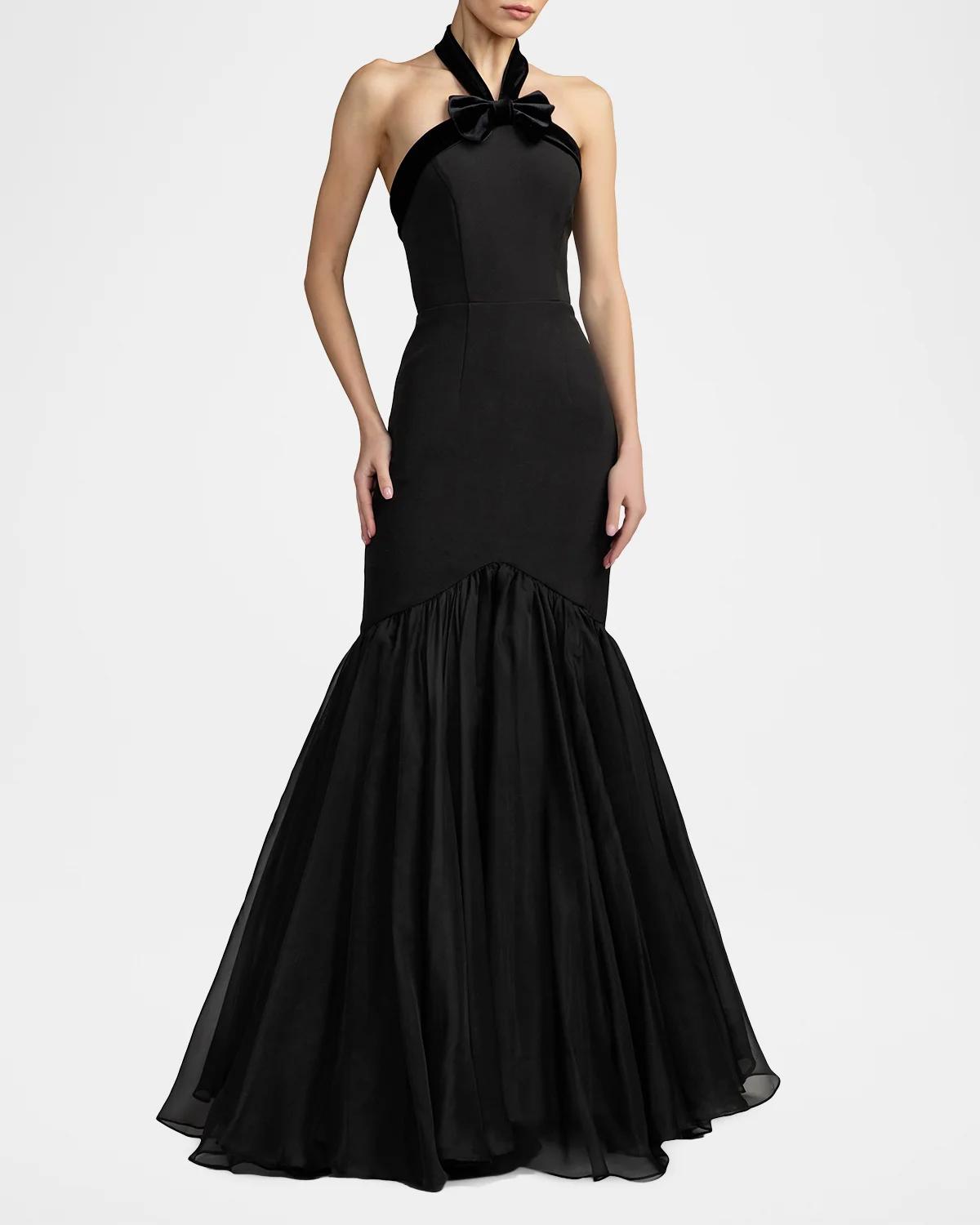 Halter Bow Mermaid Chiffon Gown - thumbnail 2