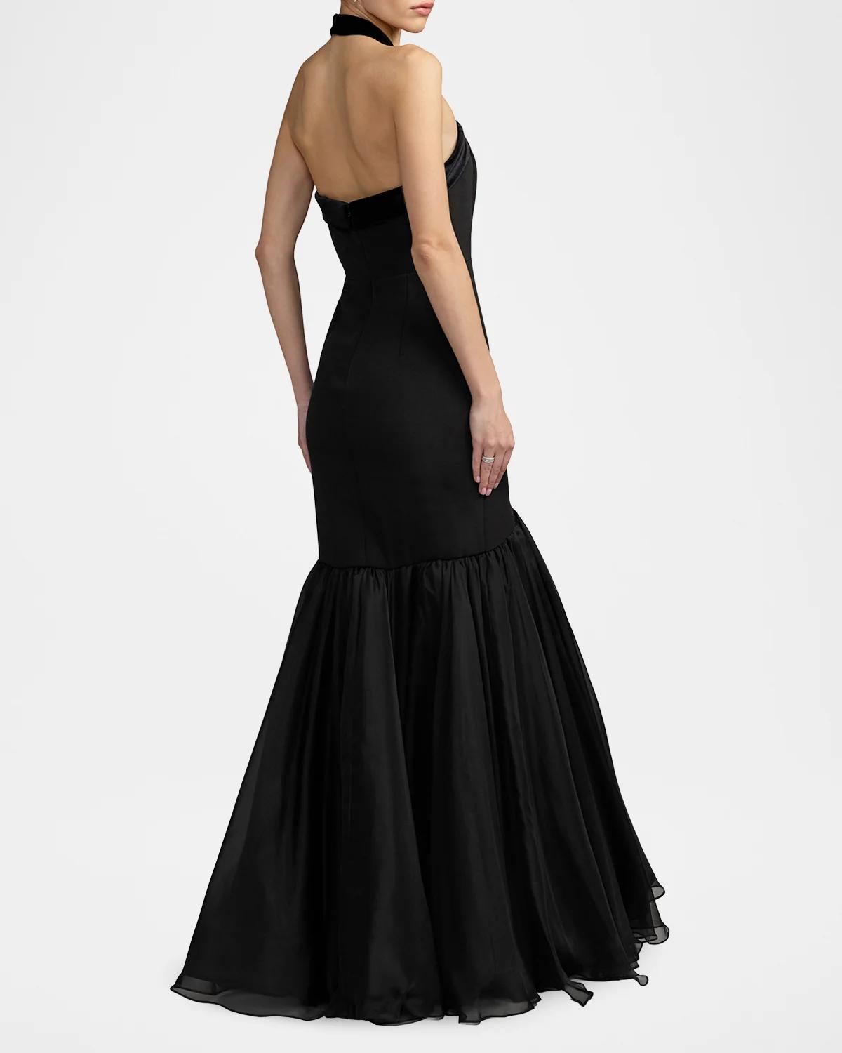 Halter Bow Mermaid Chiffon Gown - thumbnail 3