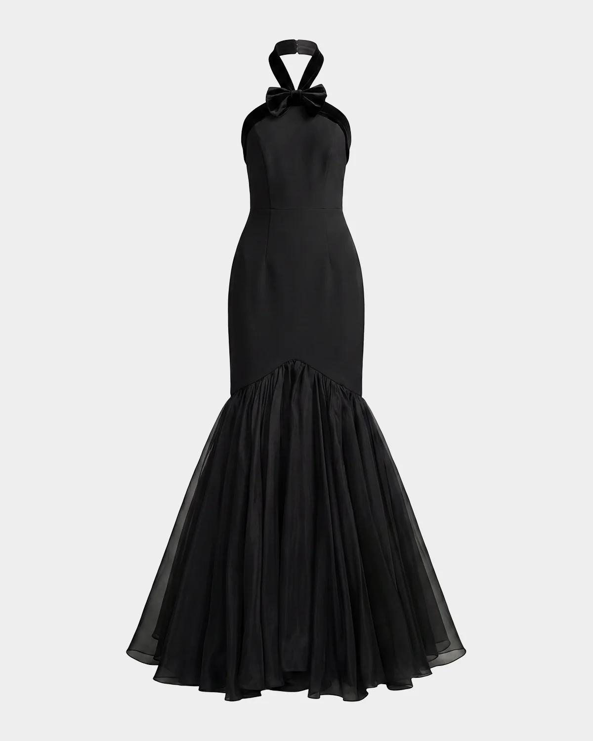 Halter Bow Mermaid Chiffon Gown