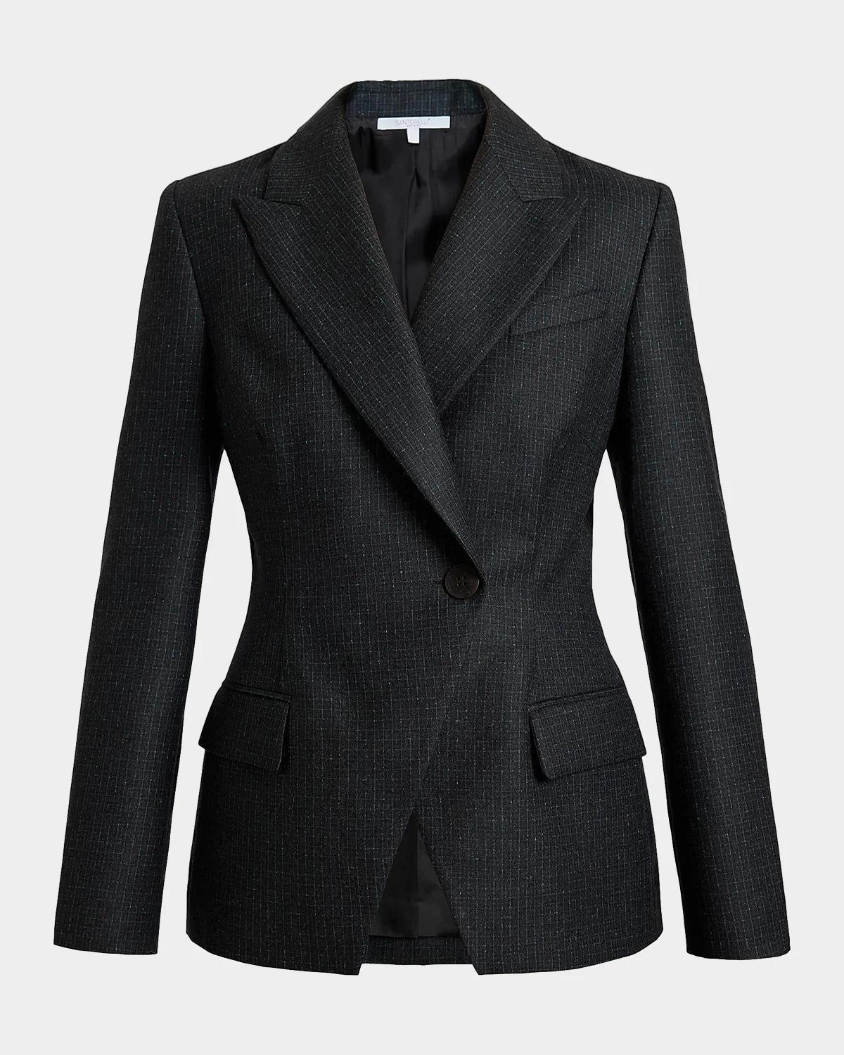 Malli Metallic-Check Virgin Wool Blazer